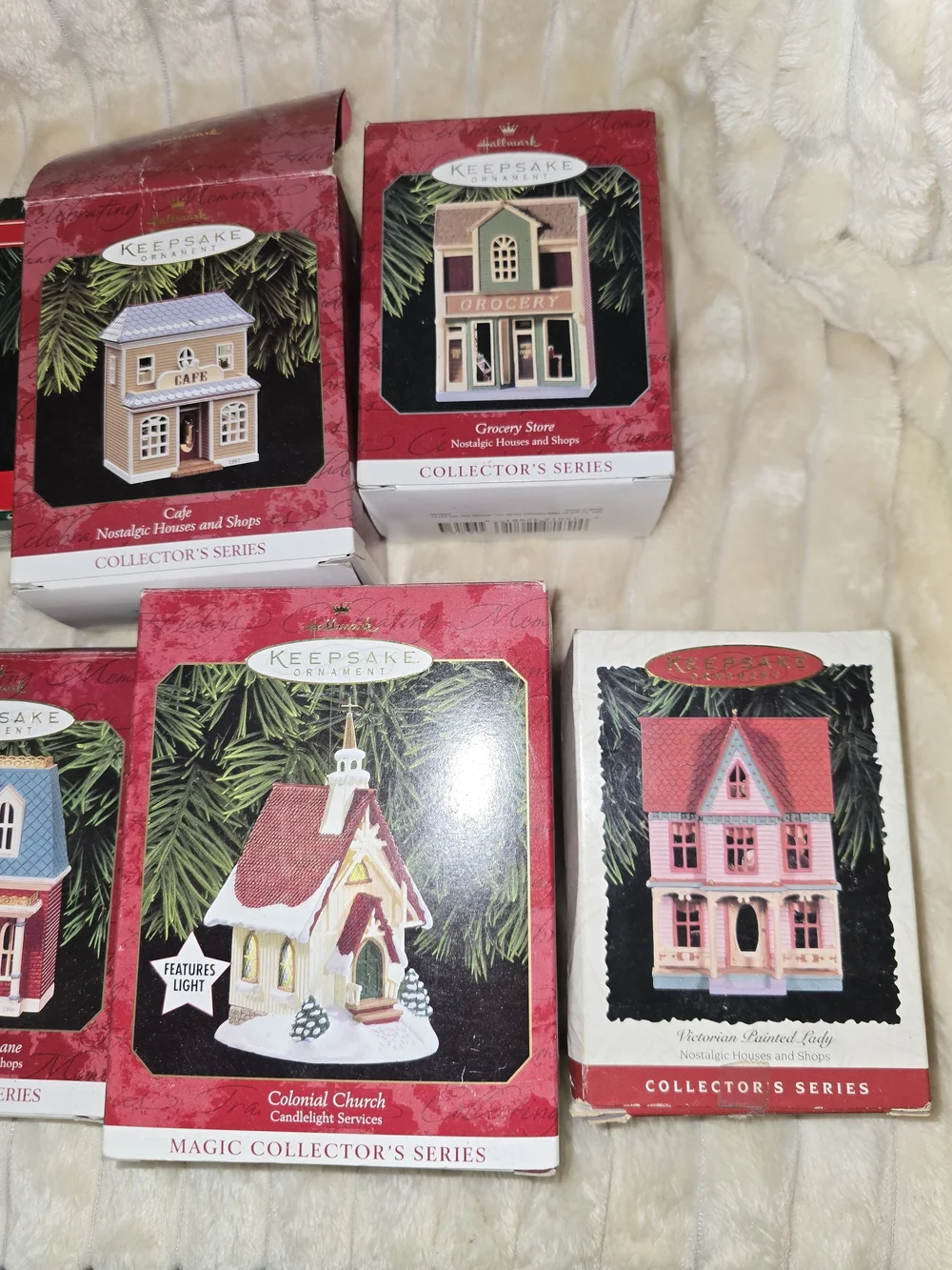 Hallmark Holiday Village Ornament W/Boxes (Set of 9)